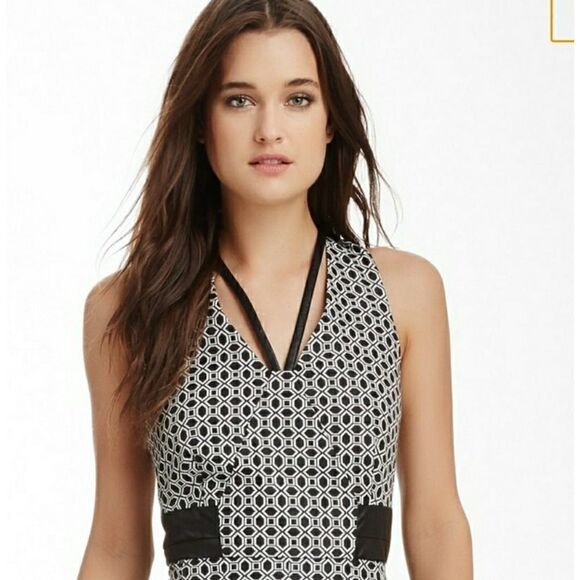 𝅺Walter Baker W118 Faux Leather Trim Bianca Dress Womens Fashion Dress Large - Picture 3 of 8